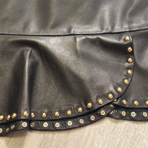 Zara Studio Leather Gold Studded Skirt Small - Picture 6 of 8